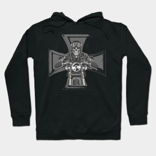 Biker Cross Motorcycle Emblem Skeleton Hoodie